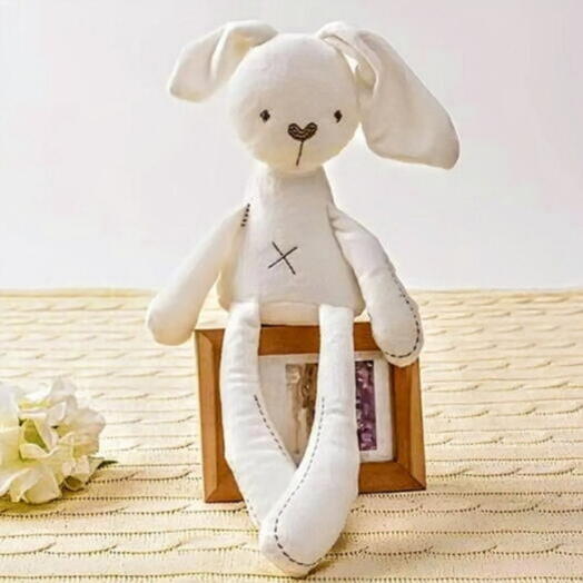 Мягкая игрушка Белый зайка из хлопка. 0+