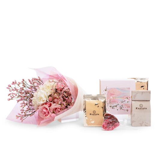 Подарочный набор чай, кофе, десерт и цветы «Венский вальс», Кантата