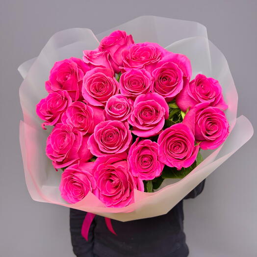 Букет из 19 розовых роз Эквадор Пинк Флойд, 60 см
