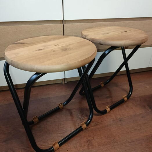 Комплект дизайнерских столов лофт 2 шт Термобереза и натуральная кожа