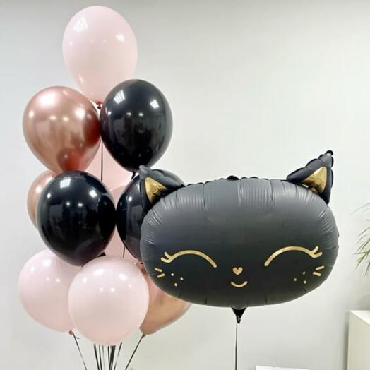 Воздушные шары "Черная игривая кошка"