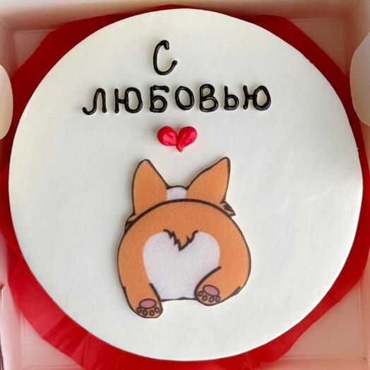 Бенто торт с корги ( надпись может быть ваша)