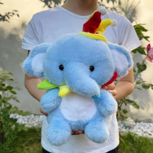 Мягкая игрушка плюшевый голубой слон. Soft plush toy light blue elephant 1pc