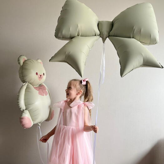 Набор шаров Мишка и Бант - в подарок и для фотосессий 🎀