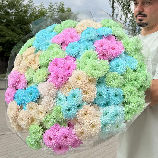 Букет из 33 кустовых хризантем микс