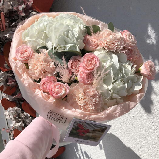 Прекрасный и нежный букет 🌸Bloom room, Пионовидная Роза, Диантус, гортензия