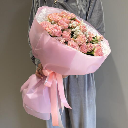 Милый букет из кустовой розы 🍬💕🌸