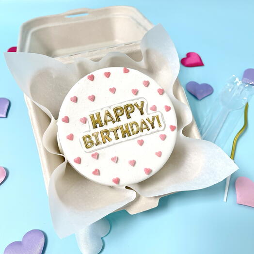Бенто торт на день рождения «happy birthday c сердечками