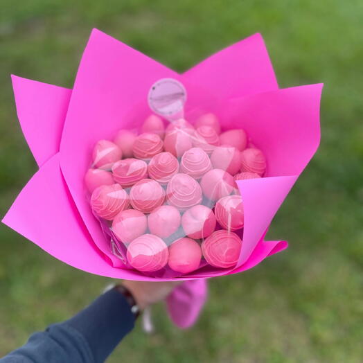 Букет клубники в шоколаде 25-27 ягод Pink