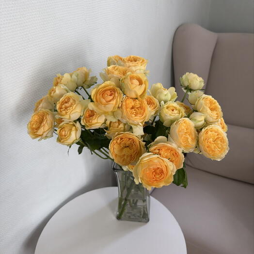 ОХАПКА КУСТОВЫХ 💛СОЛНЕЧНЫХ РОЗ СИЛЬВА САННИ