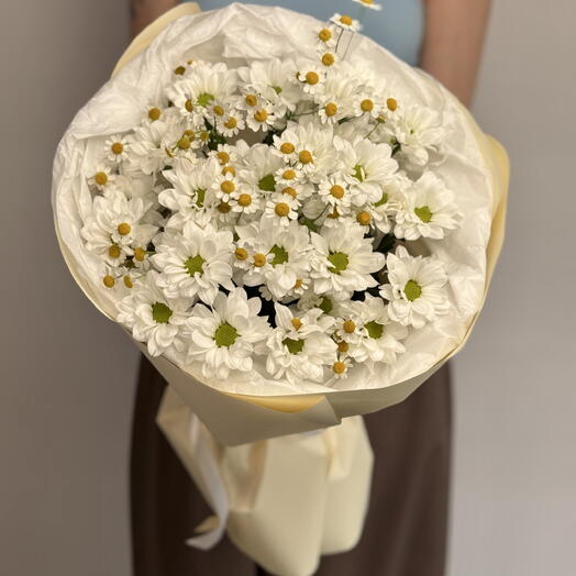 Букет белые ромашки микс (М)