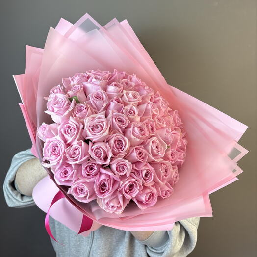 Букет нежно розовых роз 51 штука💗
