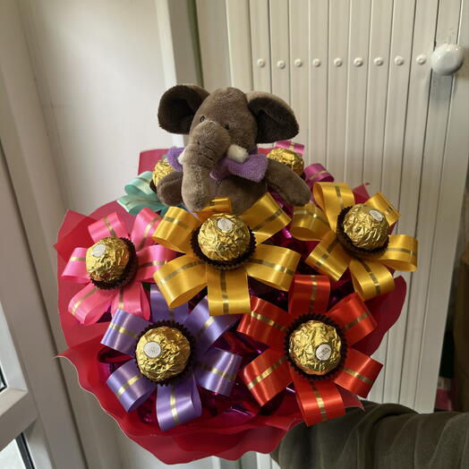 Букет с Ferrero Rocher бирюзовый
