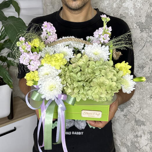 Композиция микс в деревянном ящике🌸🌿