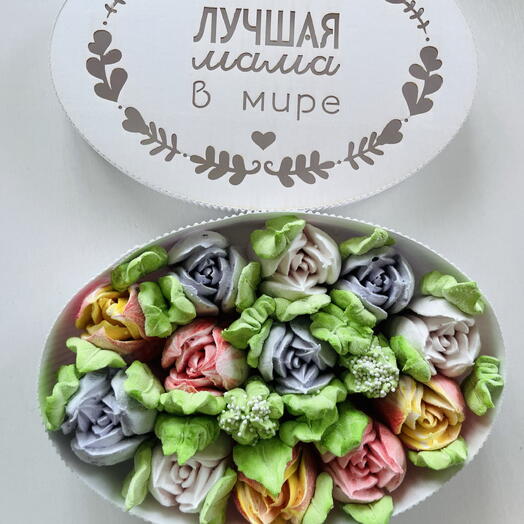 Зефирные тюльпаны в коробке «Для любимой мамы»