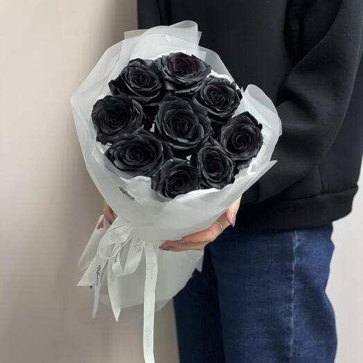 Букет черных роз, 9шт