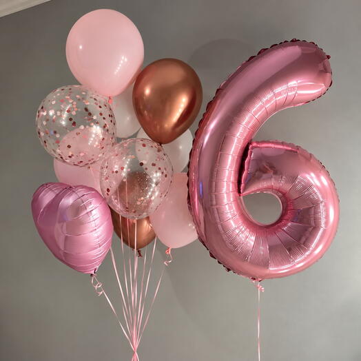 Набор шаров на день рождения для девочки 6 лет