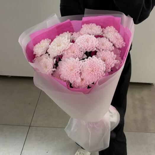 Букет из нежно розовых хризантем 💕