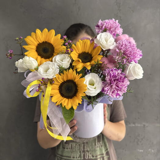 Шляпная коробочка с подсолнухами🌻