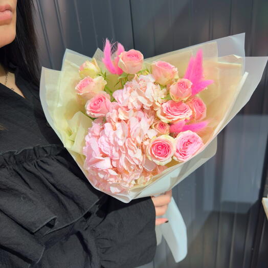 Гортензия 💖 премиум пион кустовая Роза с сухоцветами