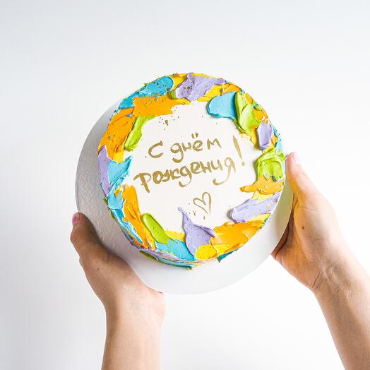 Торт на день рождения «С днем рождения!» 💛