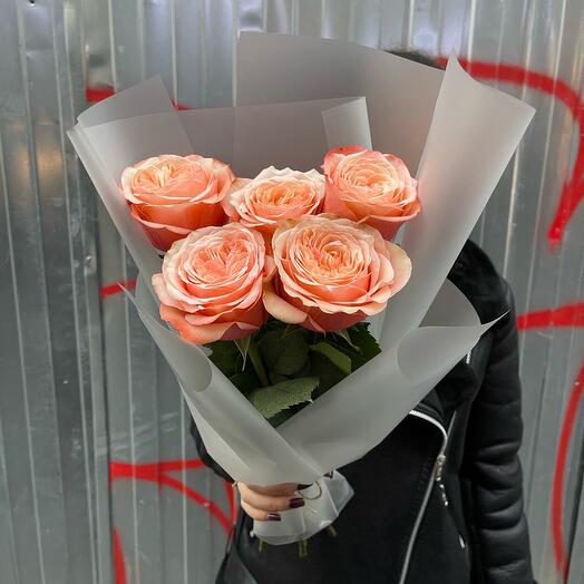 5 пионовидных роз/ Цветы/ букет от RoseMarkt