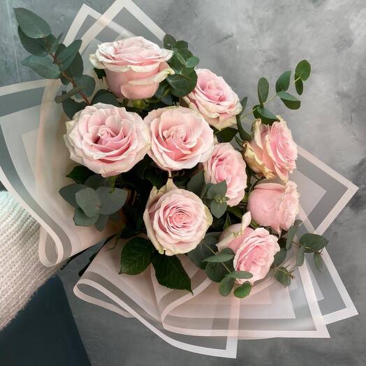 Ramo de rosas rosas 9 piezas