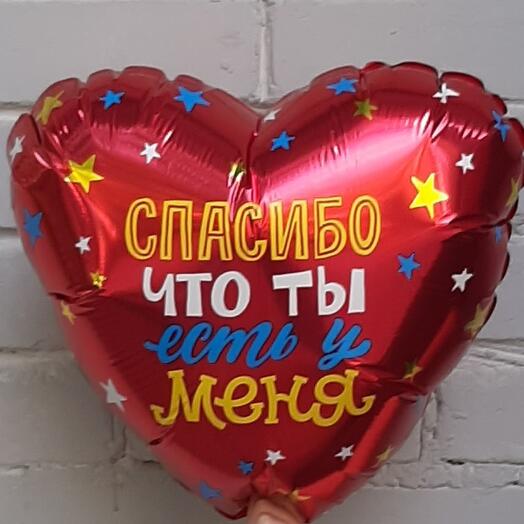 Шар фольгированный с гелием СПАСИБО ЧТО ТЫ ЕСТЬ У МЕНЯ