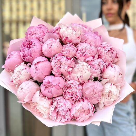Mono ramo de peonía rosa 25pcs