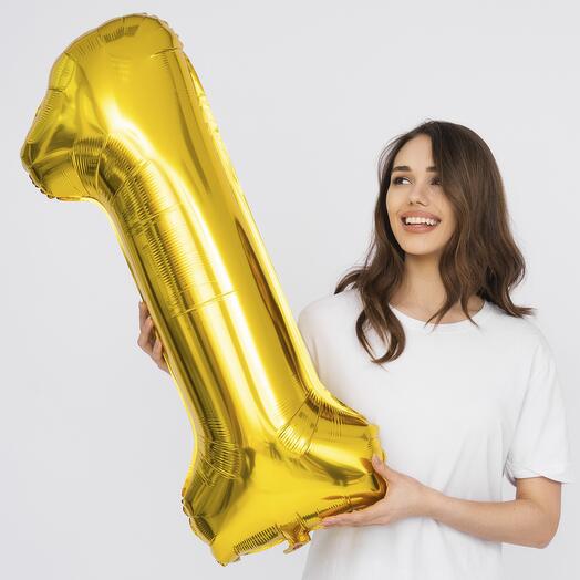 Balloon figure 1 gold with helium - 100cm