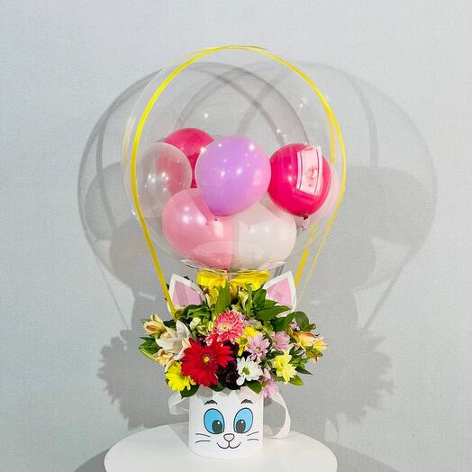 Подарок ребенку букет цветов с воздушным шаром баблс