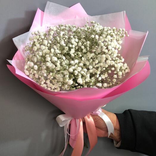 Монобукет с белой гипсофилой🎀