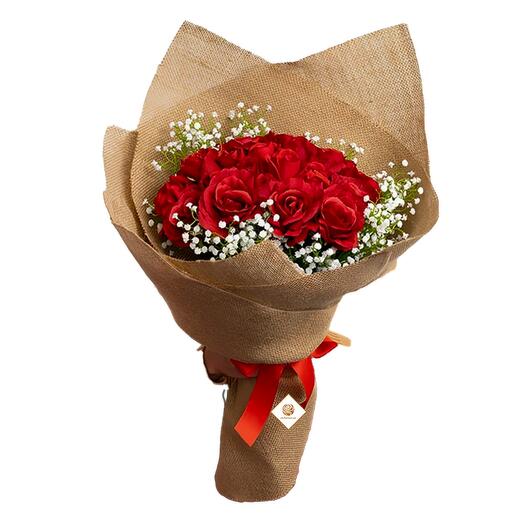 Alexa - 25 Red Roses Jute Bouquet