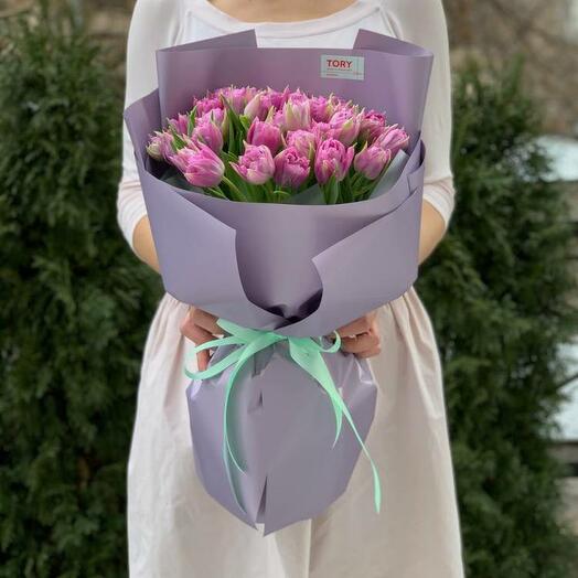 Bouquet of 35 lilac peony tulips