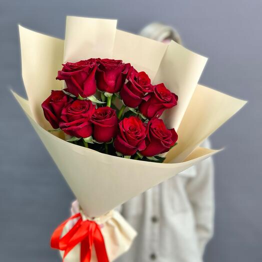 Букет 9 красных роз🌹