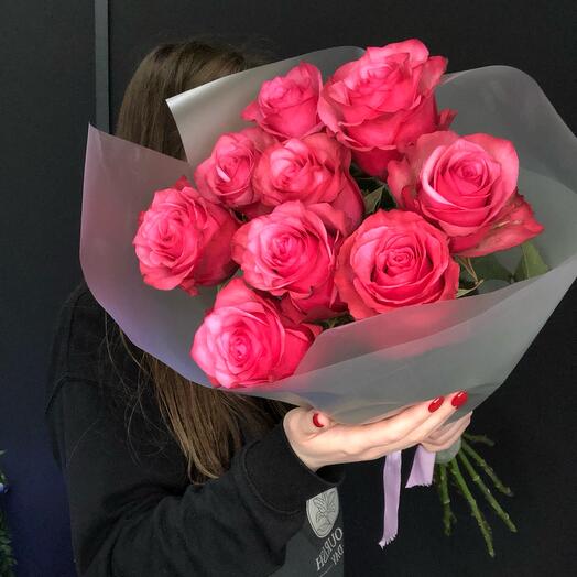 Моно из 9 розовых роз
