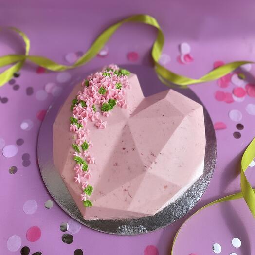 Торт птичье молоко "сердце весны"