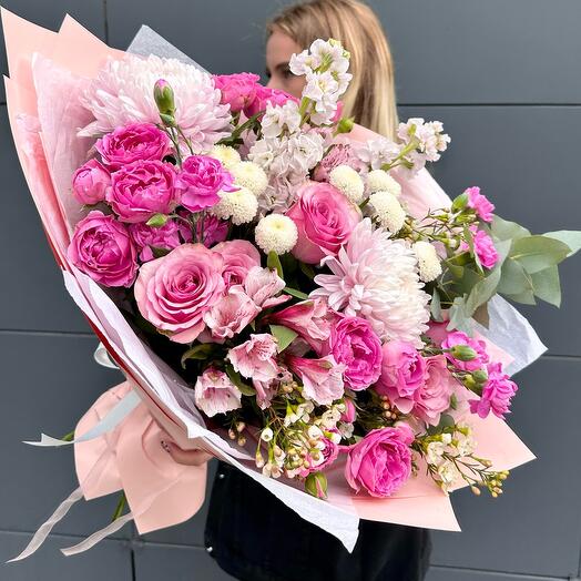 Букет с пионовидными розами «Сбывшаяся мечта💞»