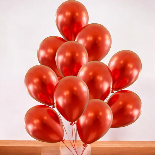 11 red helium balloons