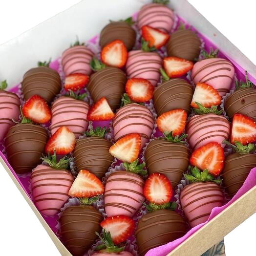 Pink and Milk Chocolate covered Strawberry