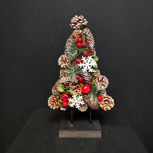 Ель новогодняя искусственная из природных материалов высотой 36см