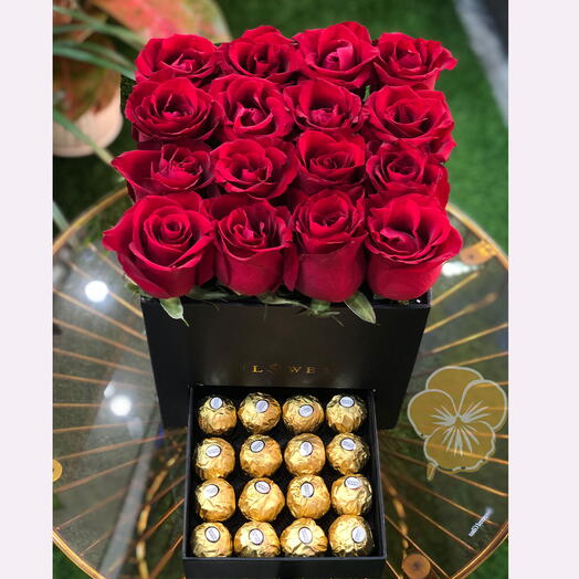 Red Rose And Ferroro Roucher Gift Box