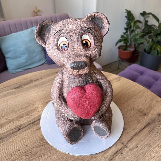 Торт 3D Мишка с сердцем, 4 кг