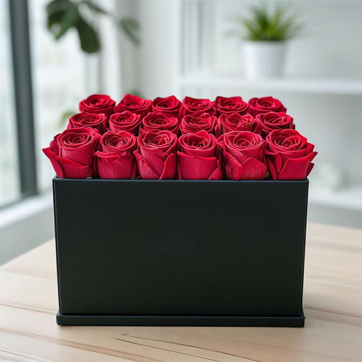 Valentines Day Red Roses Square Box Arrangement