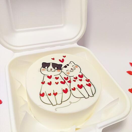 Бенто торт влюбленные котики