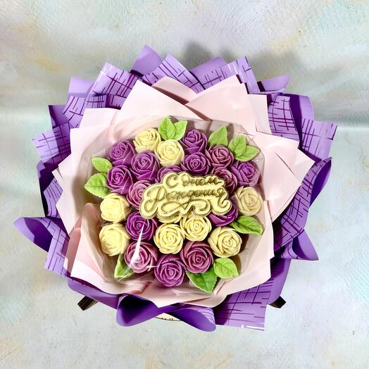 Букет роз из бельгийского шоколада С днем рождения