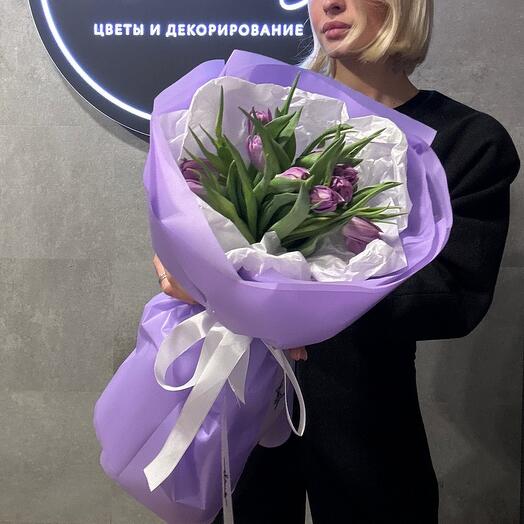 Тюльпаны пионовидные 11 штук букет