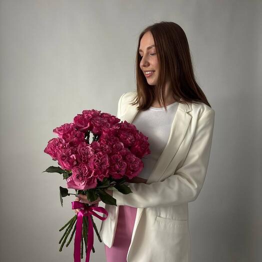 Монобукет кружевных роз (21 штука)