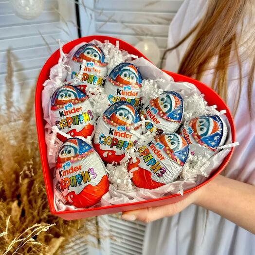 Коробка сердце с киндер сюрприз