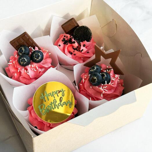 Набор капкейков Happy birthday, капкейки, пирожные, в подарок